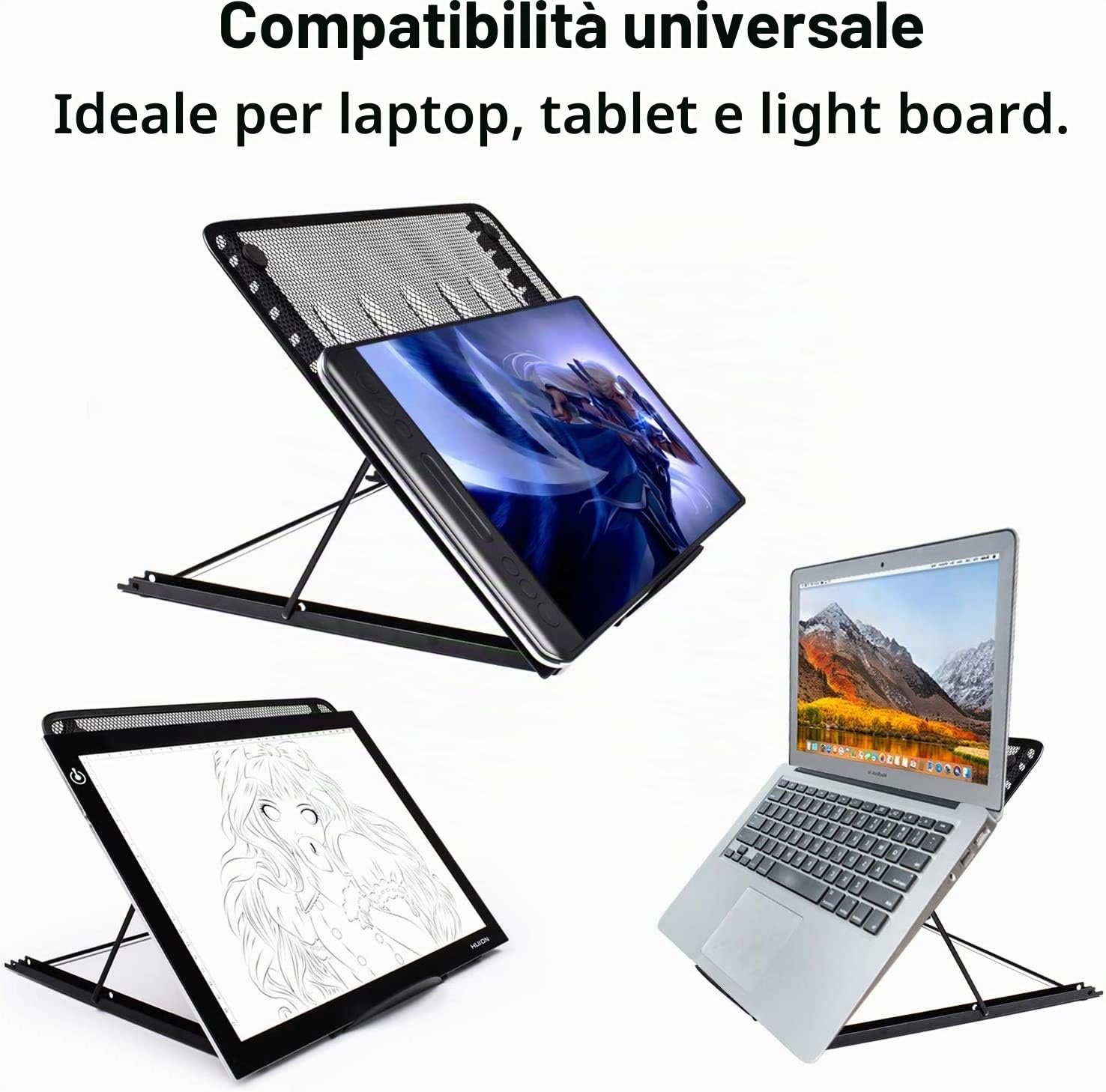 Fayet XP-Pen - Supporto luminoso regolabile con 12 punti angolari per artisti da 10" a 17" - monitor di disegno/Huion A2 A3