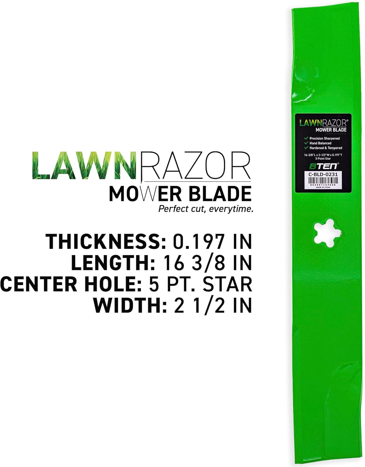 8TEN LawnRAZOR Blade Set for Husqvarna EZ4824 YTH24V48 48 Inch Deck 539113425 (High Lift) 3 Pack