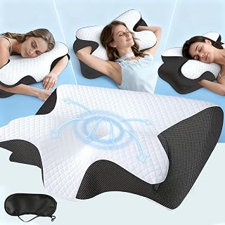 Sleep Apnea Pillow, Restora Cervical Pillow - All-Night Neck Support, Odorless Ergonomic Pillows for All Sleeping Positions, for Neck Pain Relief, Breathable and Not Stuffy, Improve Sleep (Black)