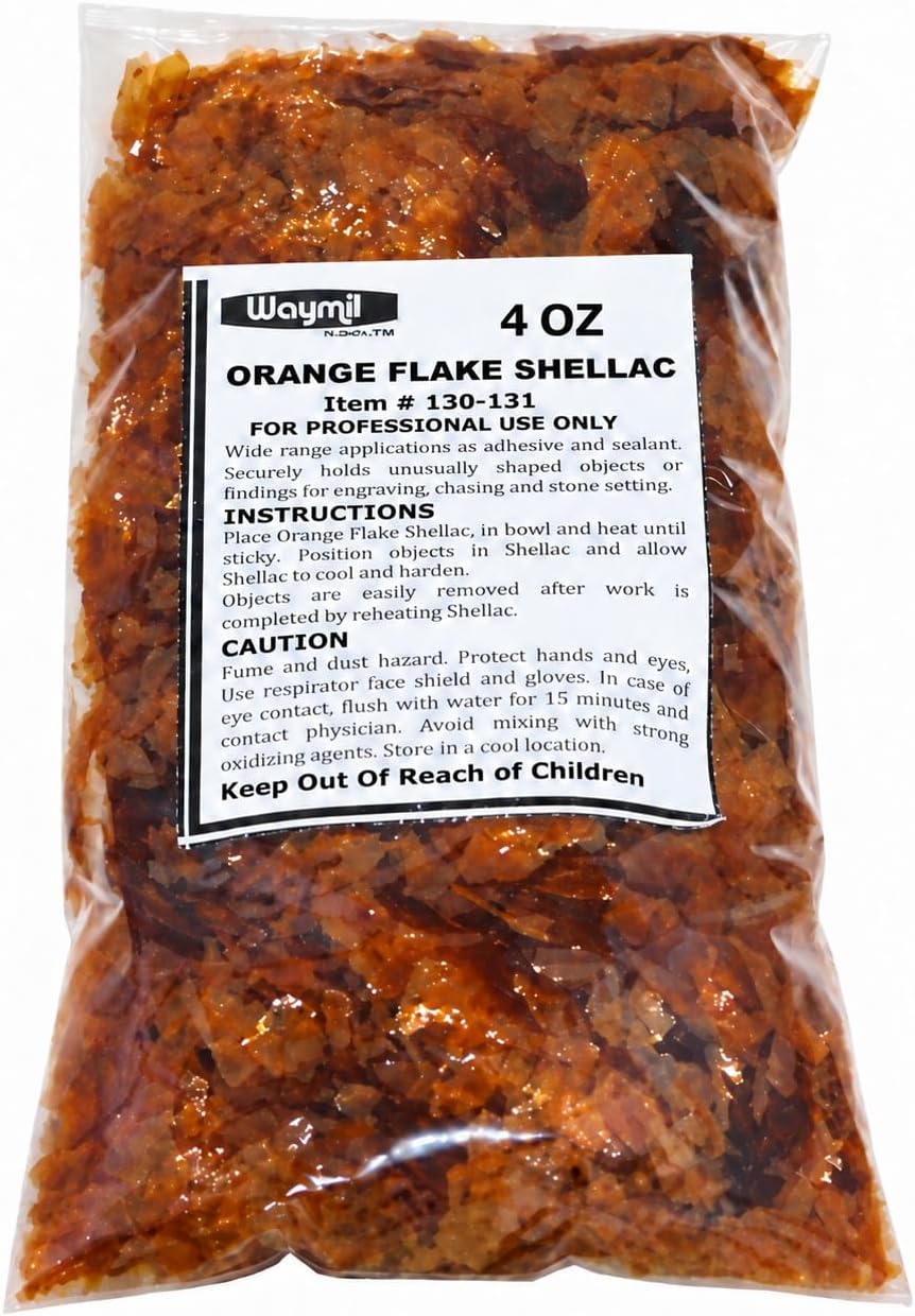 Orange Flake Shellac 4 OZ for Jewelry Making