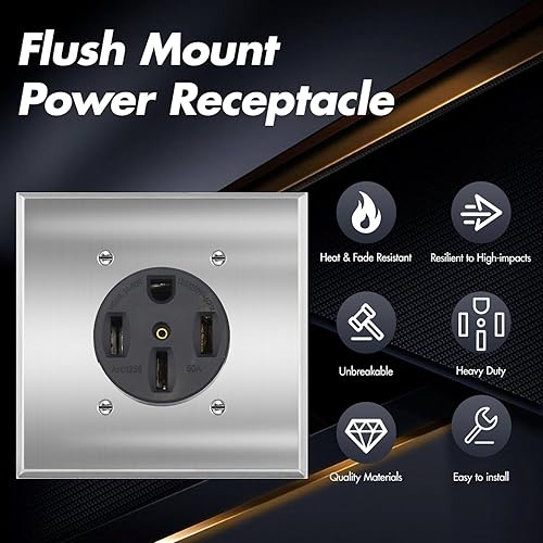 Miniatura 2 de NEMA 14-50R - Toma de corriente de 50 amperios 250 V, receptáculo resistente de 50 A, para soldadores, cortadores de plasma, estufas eléctricas,