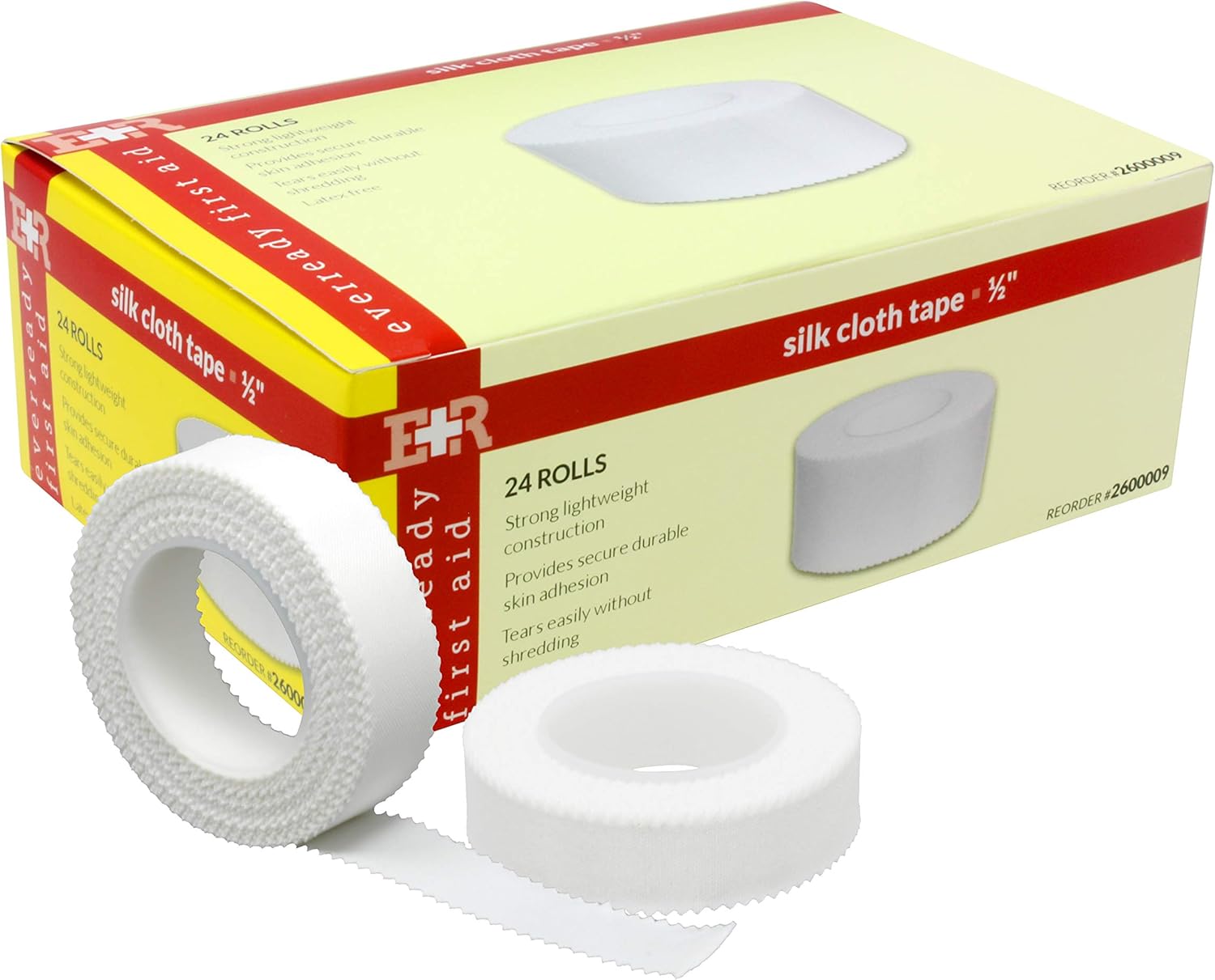 Ever Ready First Aid 2600009-X24 Adhesive Silk Cloth Tape, Latex Free, 1/2" x 10 yd. (Pack of 24) : Health & Household