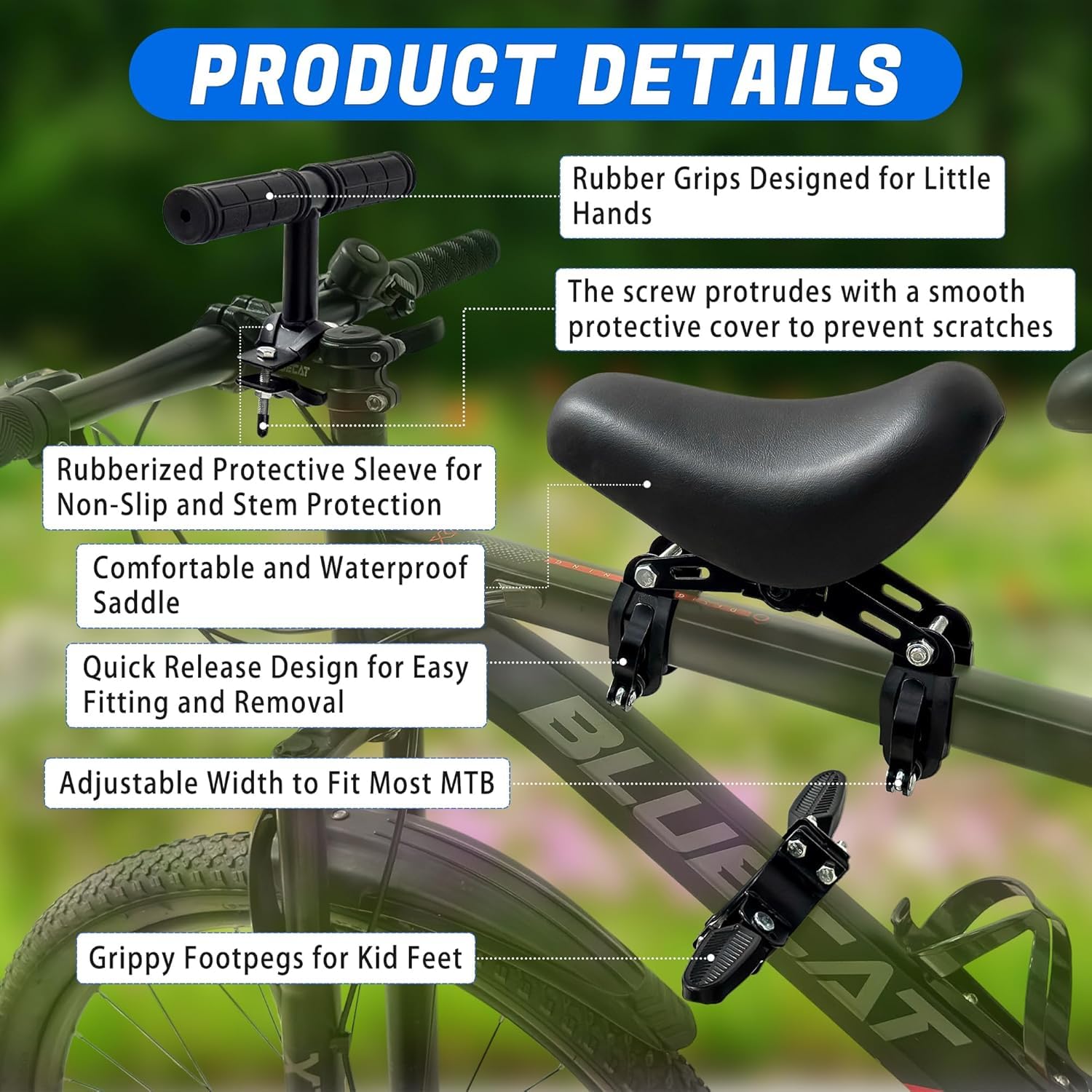Seggiolino per Mountain Bike,seggiolino Bici Anteriore,La seggiolino MTB Anteriore è Compatibile con Le MTB