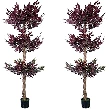 Set of 2 6FT Artificial Ficus Trees Realistic Faux Banyan with Lush Green Leaves & Natural Trunks Potted Decorative Plant for Indoor/Outdoor Home or Office Easy Care, 180cm, PZ-4-8550