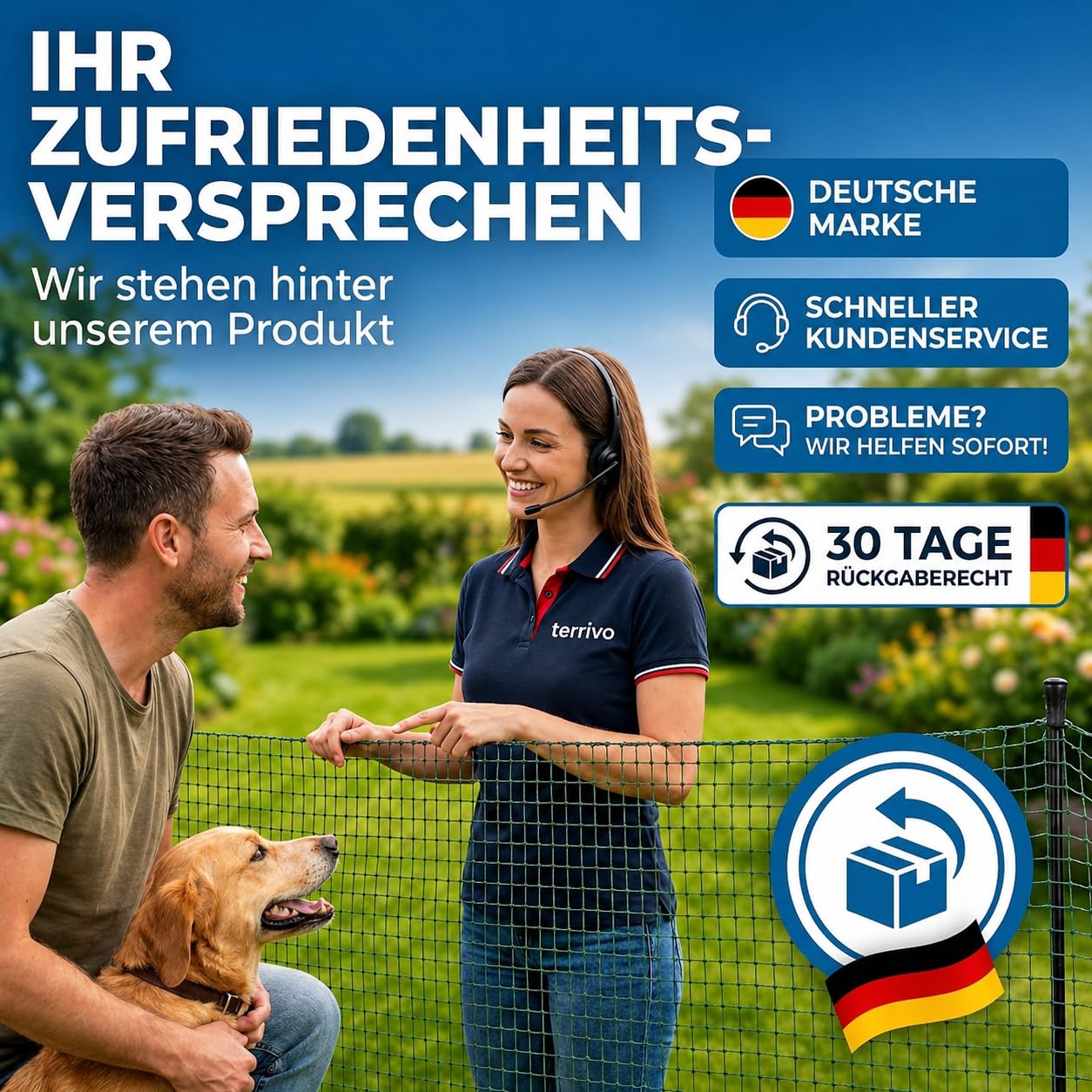 Mobiler Hundezaun 20m - Weidezaun ohne Strom - Campingzaun, Begrenzungszaun, Gartenzaun, Hühnerzaun, Schafzaun 90cm hoch mit Zubehör (20m)