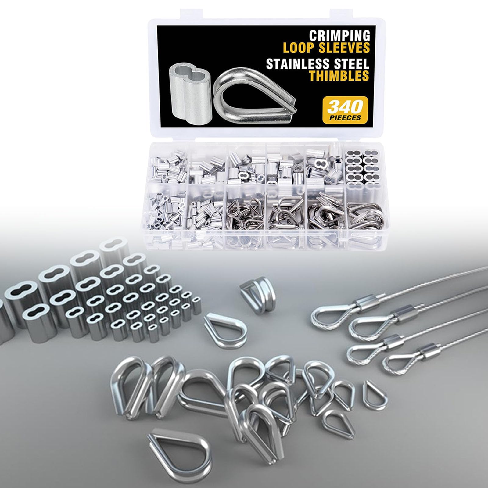 Fermagli Cavo In Alluminio 50 Crimpatrici A Clip Per Manicotti In Alluminio 1/8 - Per Cavi E Cavi Metallici, Ideali Per Fai-da-te E Riparazioni Blocca Filo Acciaio - Foto 10