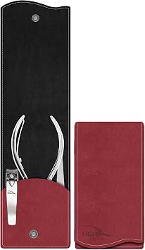 Womens Mini Manicure Set - Red | Stainless Steel Cuticle Nipper, Nail Clipper, Tweezer | Compact Grooming On-The-Go
