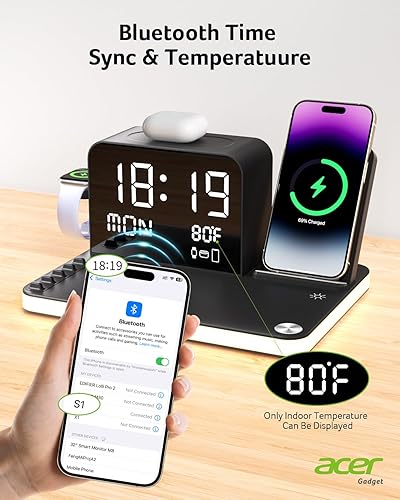 Miniatura 7 de acer Estación de carga inalámbrica 7 en 1 soporte de cargador para múltiples dispositivos para Apple - iPhone 16 15 14 13 12 Pro Max Apple Watch