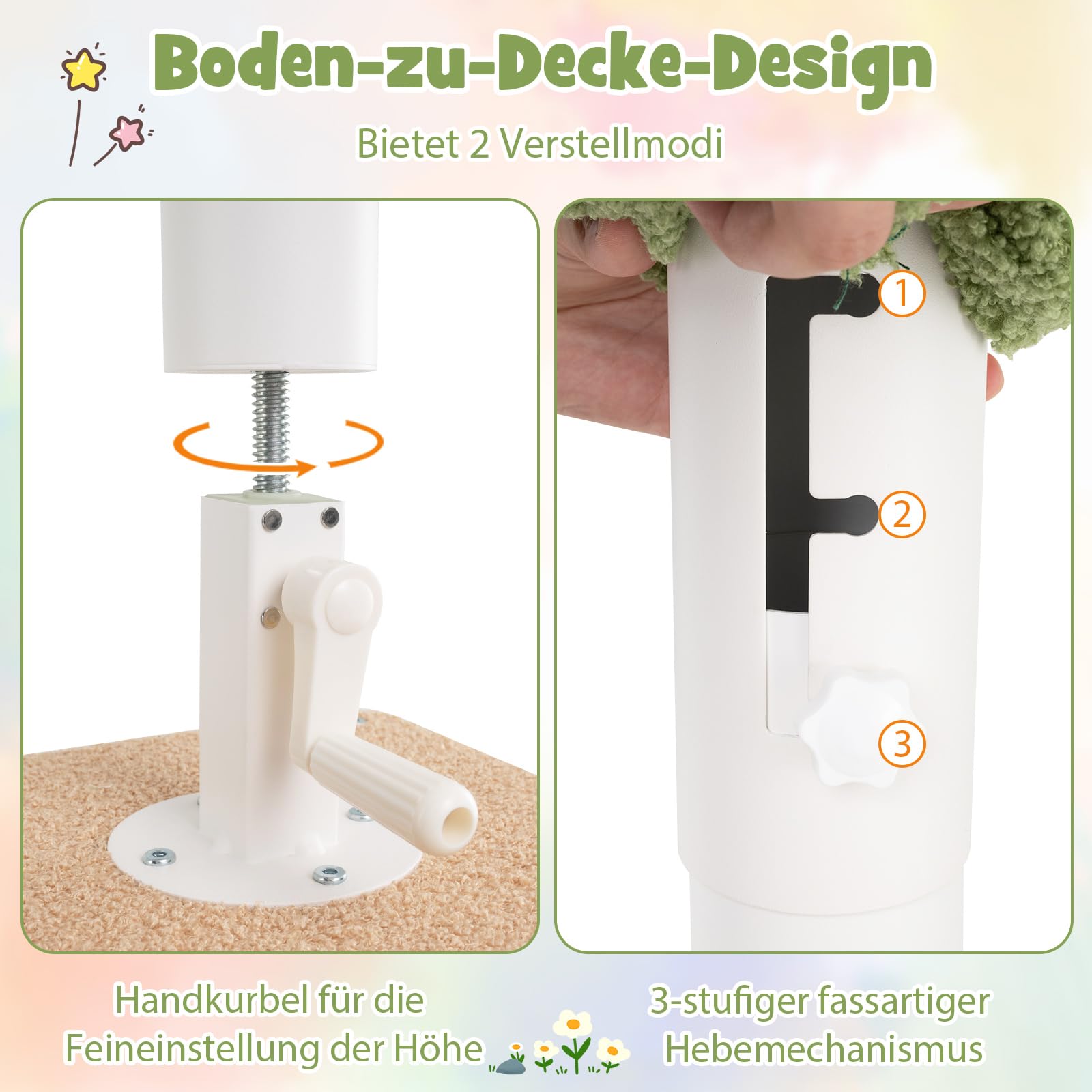 COSTWAY Drapak do Sufitu, Wysokość 218-253 cm, 5-Piętrowe Drzewko dla Kota z Legowiskiem, Kapsuła Kosmiczna, Drabinka do Drapania, Wysokie Drapaki, Meble