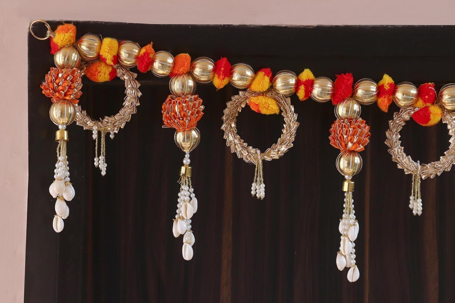 Bandhanwar Decorative Buckets | Torans for Diwali Decorations | Handmade Door Hanging/Door Valance | Lotus Garland | Indian Traditional Wall Hangings | Wedding Decorations (Marigold Toran)