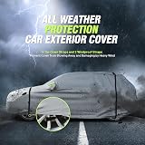 Favoto Telo Copriauto Felpato Invernale Impermeabile Telo per Auto da Esterno per Compact SUV, Realizzato in PEVA con Zip Laterale, Anti Acqua Polvere Neve Sole Freddo, 460x185x160cm - 3