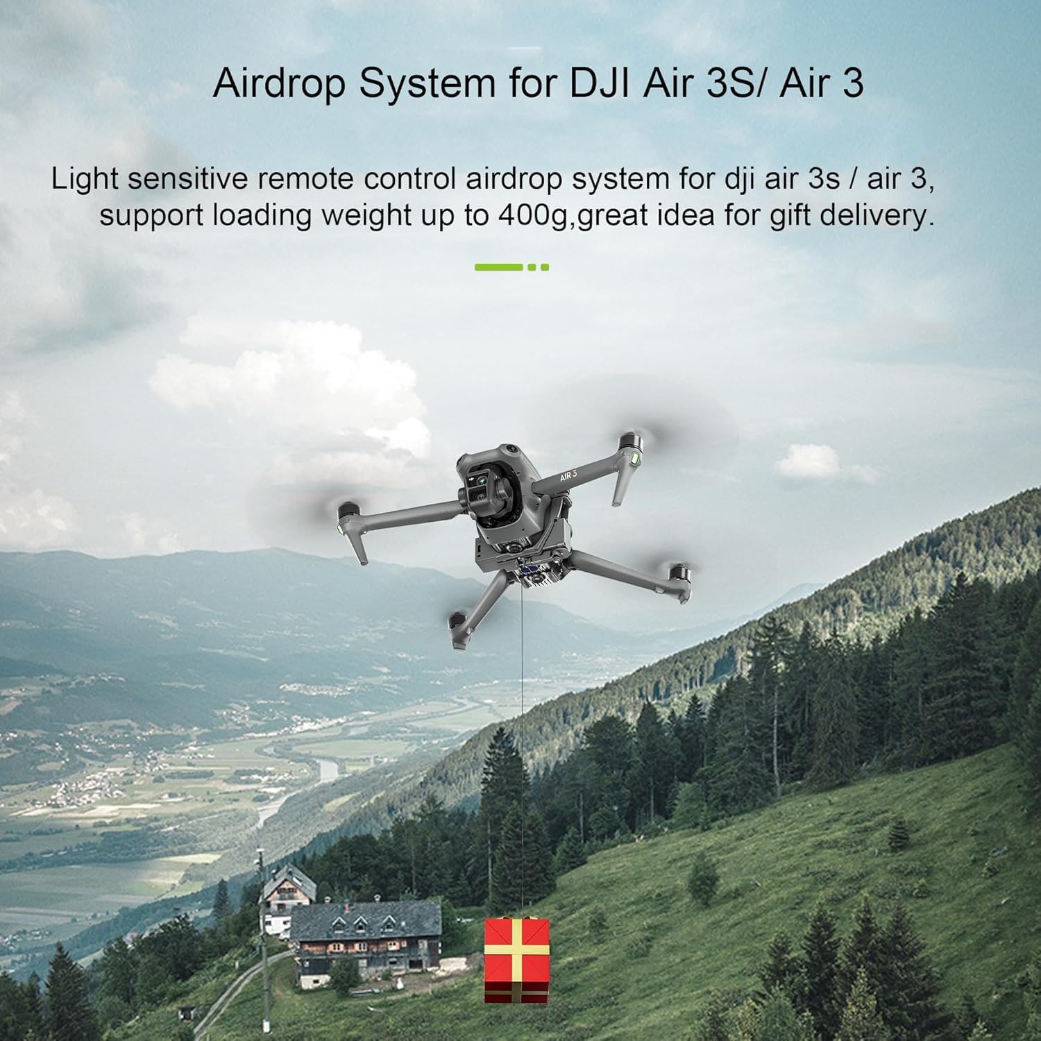 for Air 3S Airdrop System, Transport Release with Landing Gear Wedding Ring Thrower Fishing Bait Clip Delivery Advertising Rescue Kit for DJI Air 3S /Air 3 Accessories