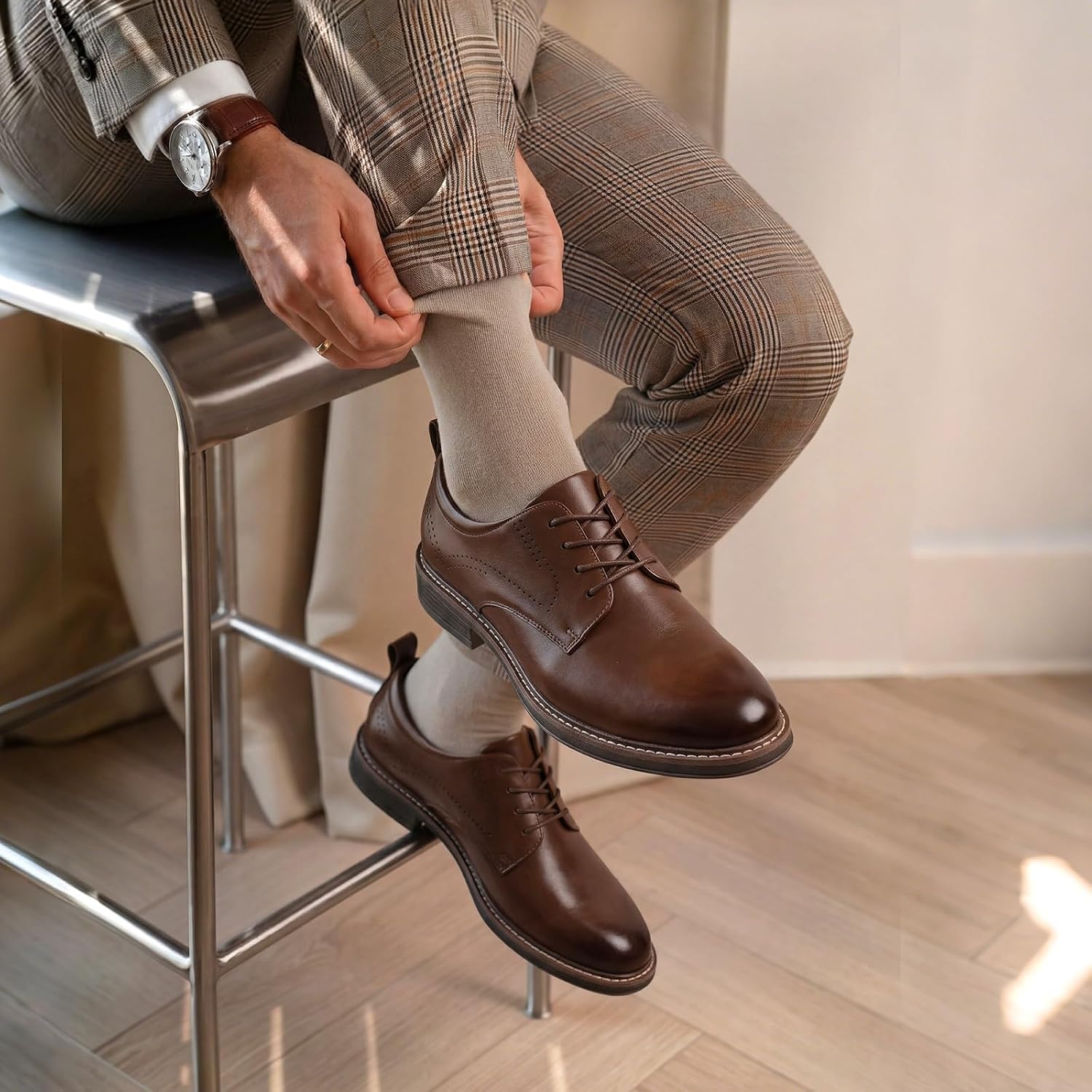 Men's Dress Shoes, Classic Plain Toe for Business Casual Wear