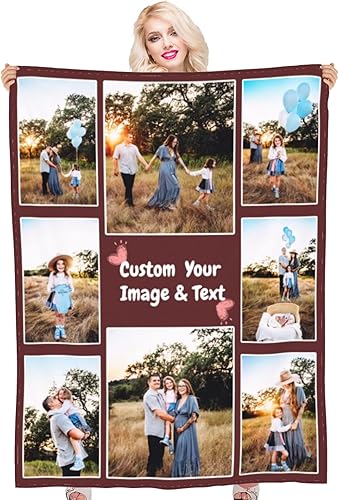 Manta de fotos personalizada con texto fotográfico, mantas personalizadas, regalos personalizados para cumpleaños, aniversario, graduación 8