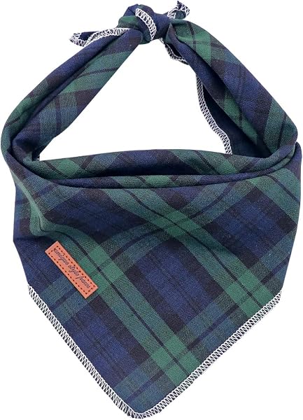 Unique Style Paws Green Plaid Christmas Dog Bandana