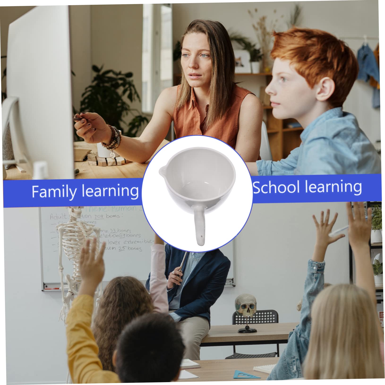2 Stück Runde Verdampfungsschalen aus Keramik mit Henkel und Ausguss 70ml Fassungsvermögen für Labor und Klassenzimmer