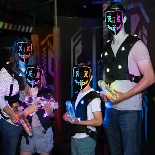 Miniatura 5 de Paquete de 4 máscaras LED de terror para Halloween, máscara de purga, máscara iluminada para fiesta de disfraces