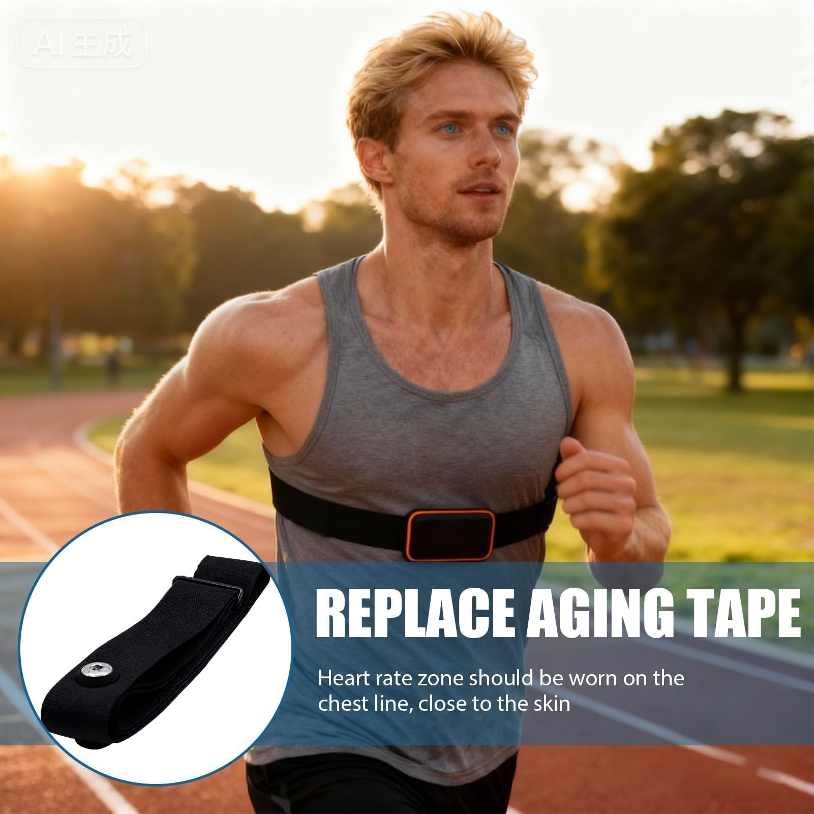 Banda elástica Ajustable Ajustable, (70 cm a 105 cm) Recambio Cinta Frecuencia Cardiaca Bluetooth Ant+, Compatible con Garmin, Wahoo, Polar H10 H9 Coospo Magene Bryton Livlov