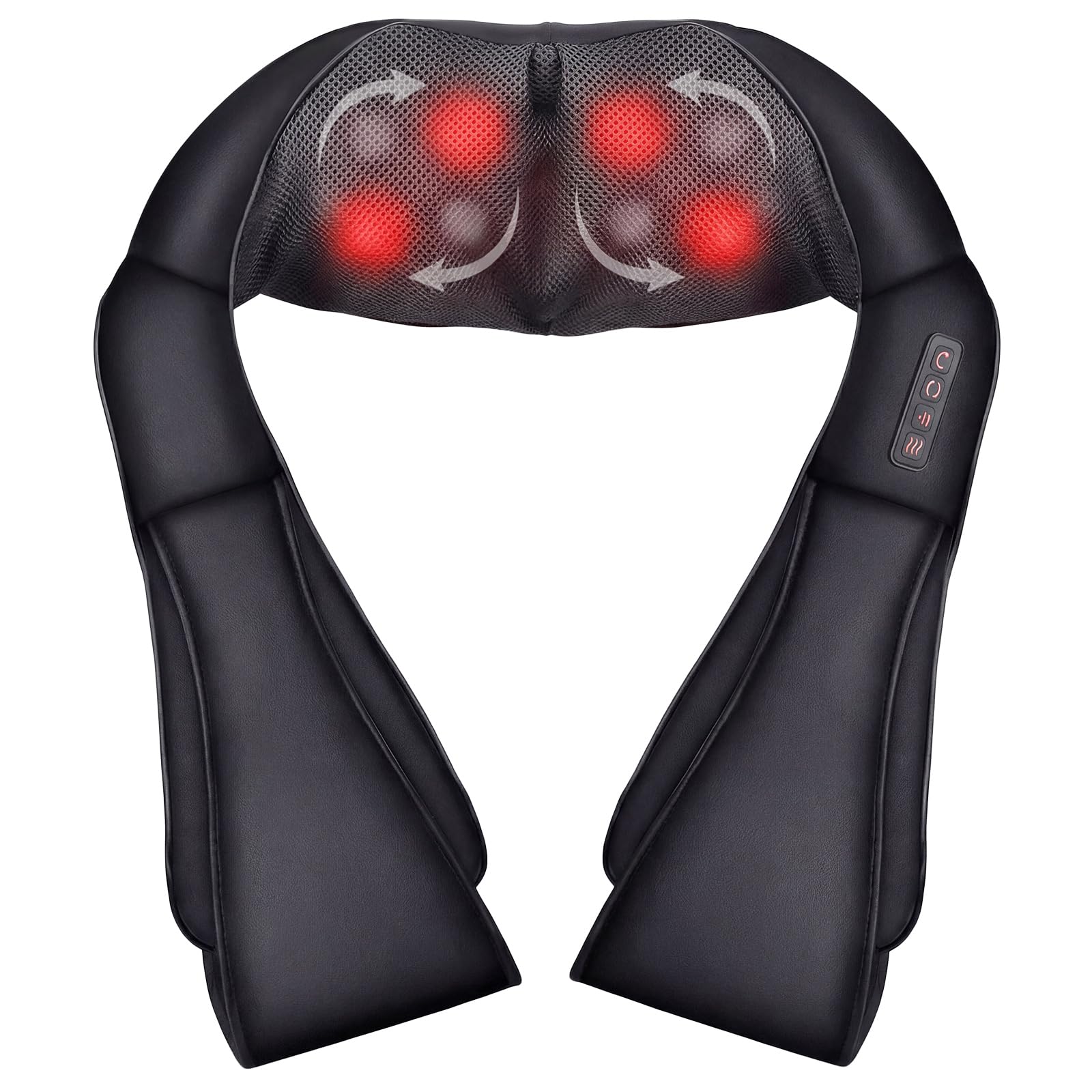 Masajeador Cervical y Espalda, Masajeador con Función de Calor, Masajeador Cervical con 3D Rotación y Masaje de Amasamiento Shiatsu Intensidad Ajustable, Maseajor Cervical y Espalda para Casa y Viaje