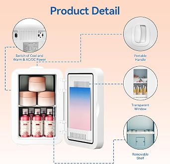8 Liter Mini Fridge with Window, AC/DC Skincare Refrigerator [Energy Class F]