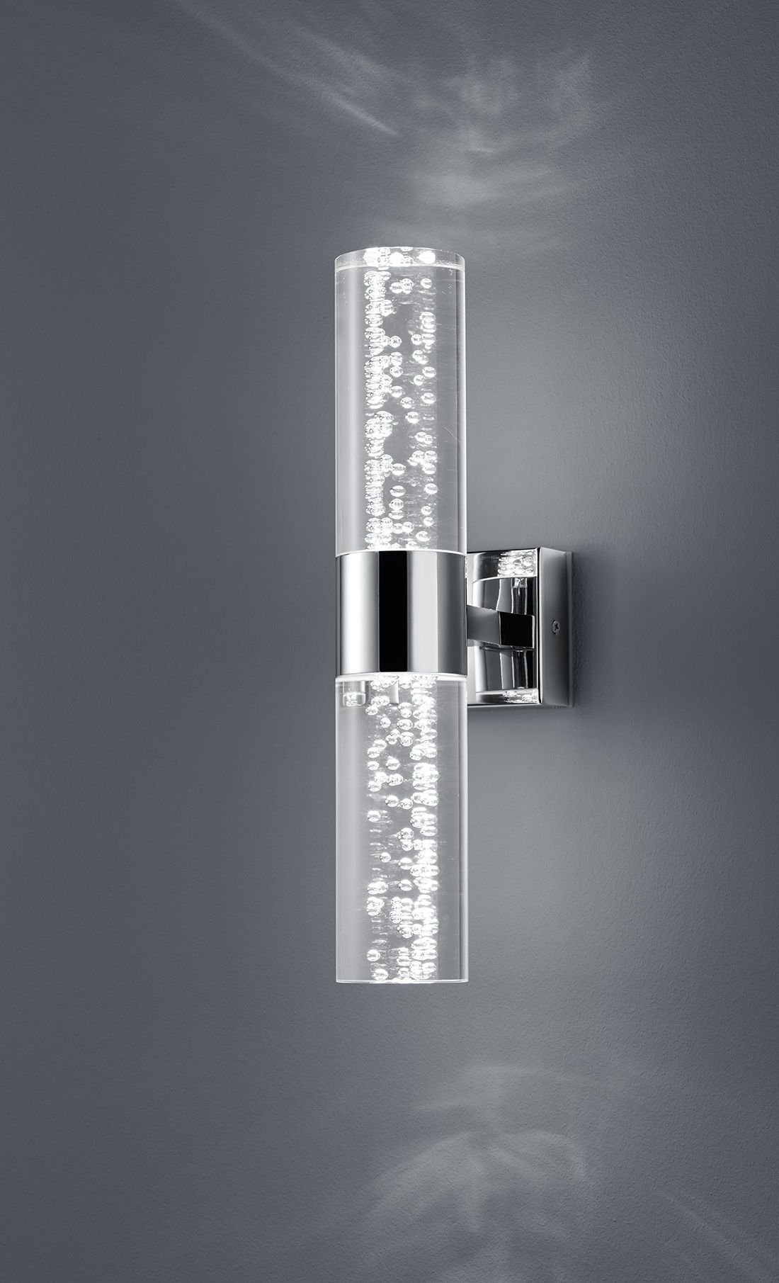 Trio 282410206 Lampada da Bagno, Cromata, in Acrilico Trasparente, con LED Bubbles