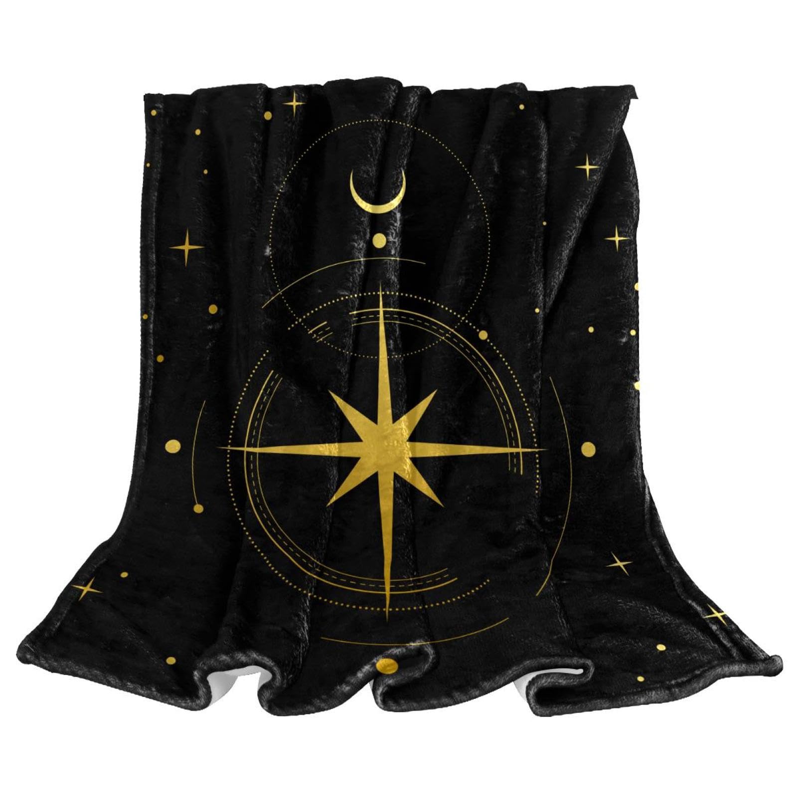 Couverture polaire étoiles et lune noire pour vos soirées cocooning sur le canapé