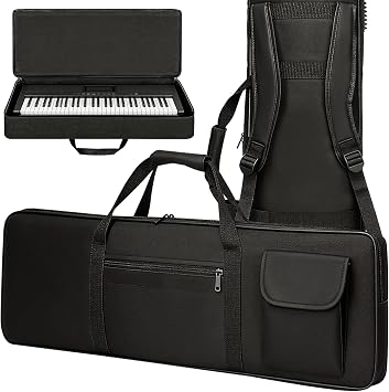 61 Key Keyboard Gig Bag, Portable Keyboard Case, 600D Oxford Piano Case with Padding, Front Storage Pocket & Dual Shoulder Straps 103x42x12cm