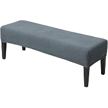 HAOYONG Dining Bench Cover, Stretch Washable Long Bench Seat Covers Jacaquard Rectangle Dining Table Bench Slipover for Dining Room, Bedroom, Living Room, Kitchen Dark Gray
