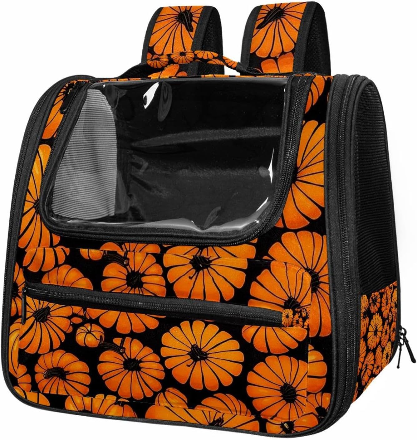 Portable Travel pet Backpack Carrier Hamster Bag Small Dog cat Carrier Breathable Hang Bag, Helloween Pumkins 3_82