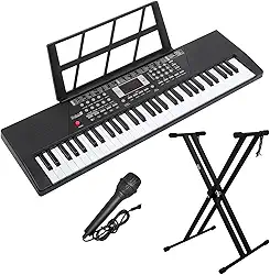 Kit Teclado Portátil Rhythmic 20 61 Teclas com Suporte em X