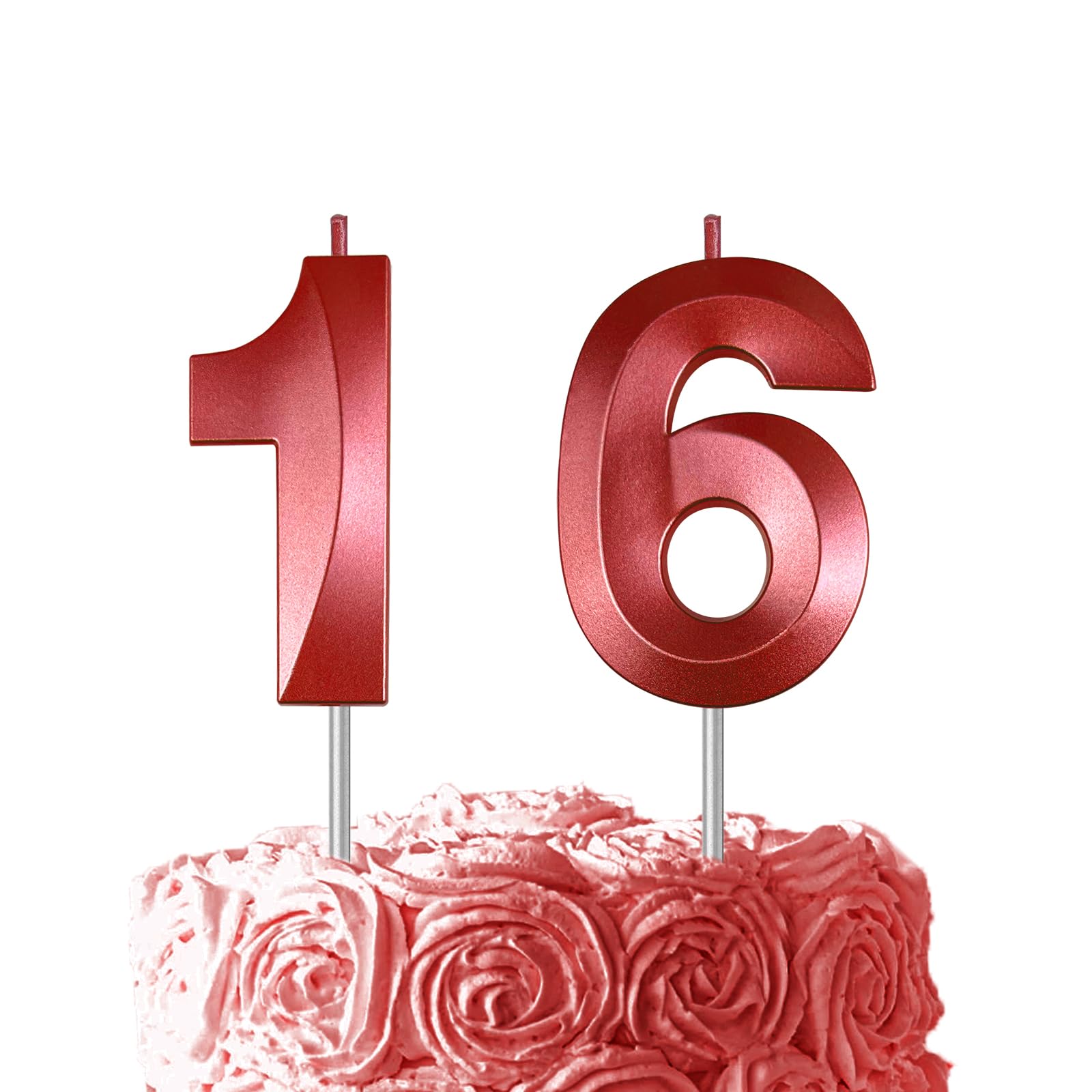 Red Birthday Number 16 Candles for Wedding Party Cake Decorations