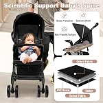 Costzon Lightweight Baby Stroller, Foldable Stroller with 5-Point Safety System and Multi Position Reclining Seat (Coffee)