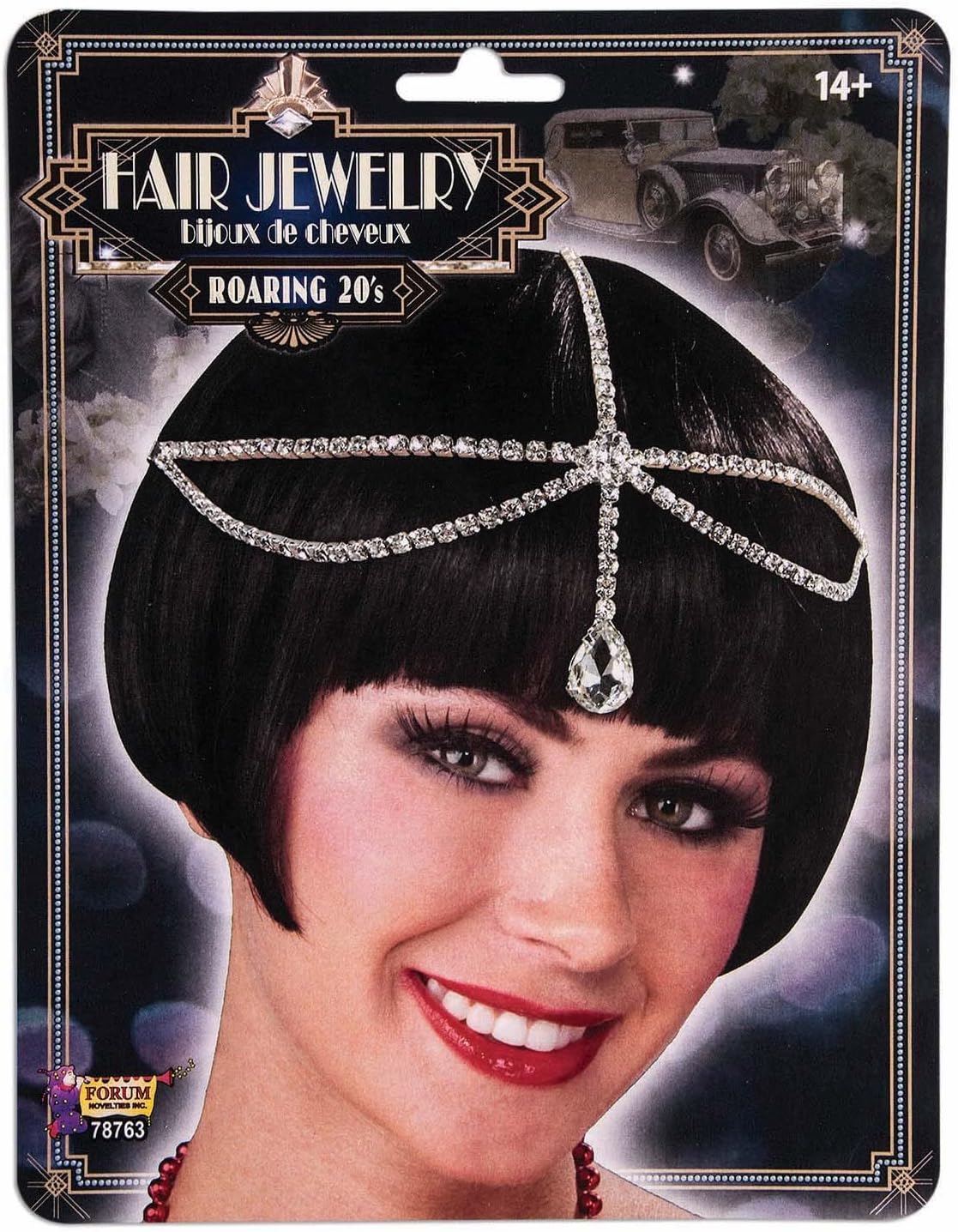 Forum Novelties Flapper Hair Jewelry, Clear, Standard Multi