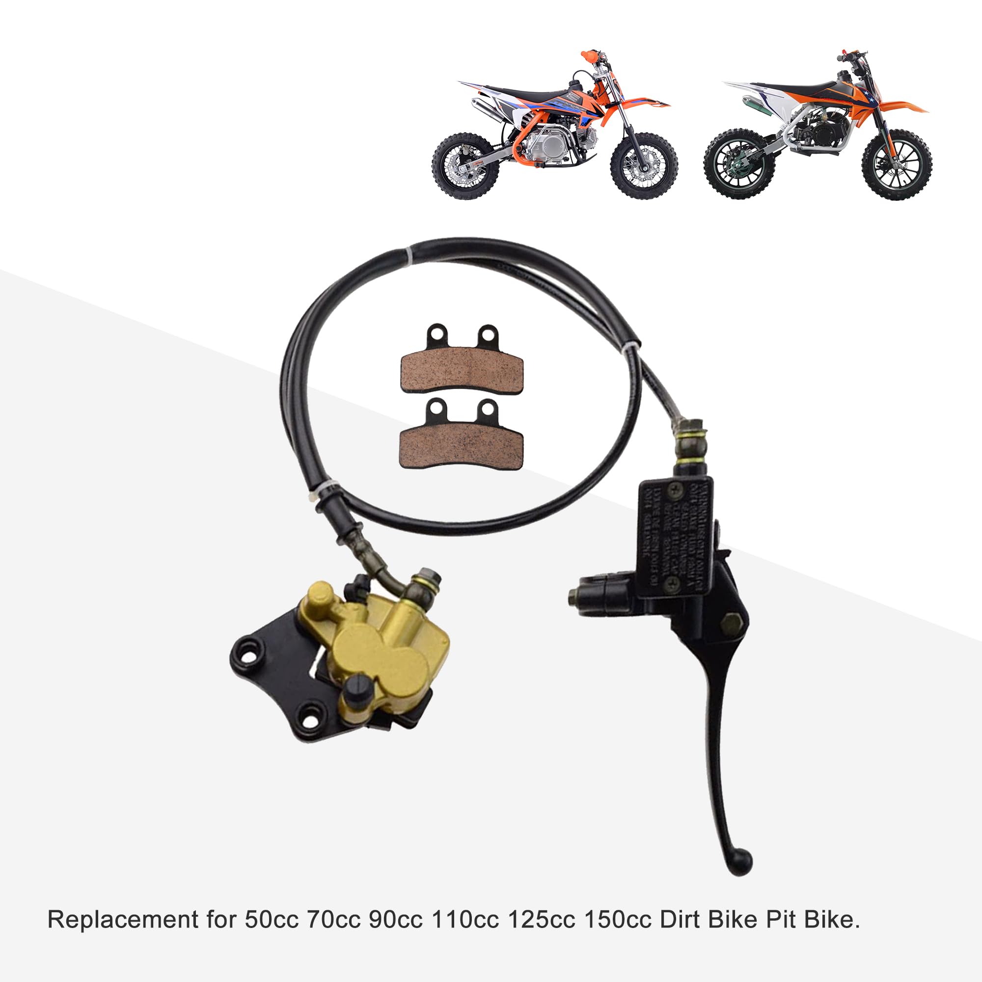 GOOFIT Vordere Scheibenbremse Hauptbremszylinder Bremssattel Mit Bremsbelägen Ersatz Für 50cc-150cc Dirtbike Pitbike