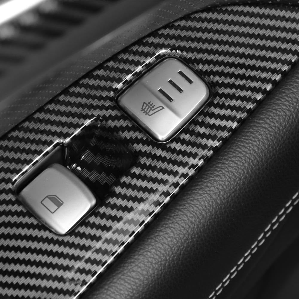 Window Switch Panel Trim Covers Compatible with Genesis G70 2019-2025, ABS Interior Upgrade Car Accessory(Carbon Fiber Pattern)