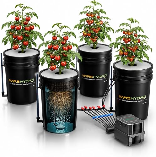 MARS HYDRO DWC 4‑Bucket Hydroponic System with Pump & Drip