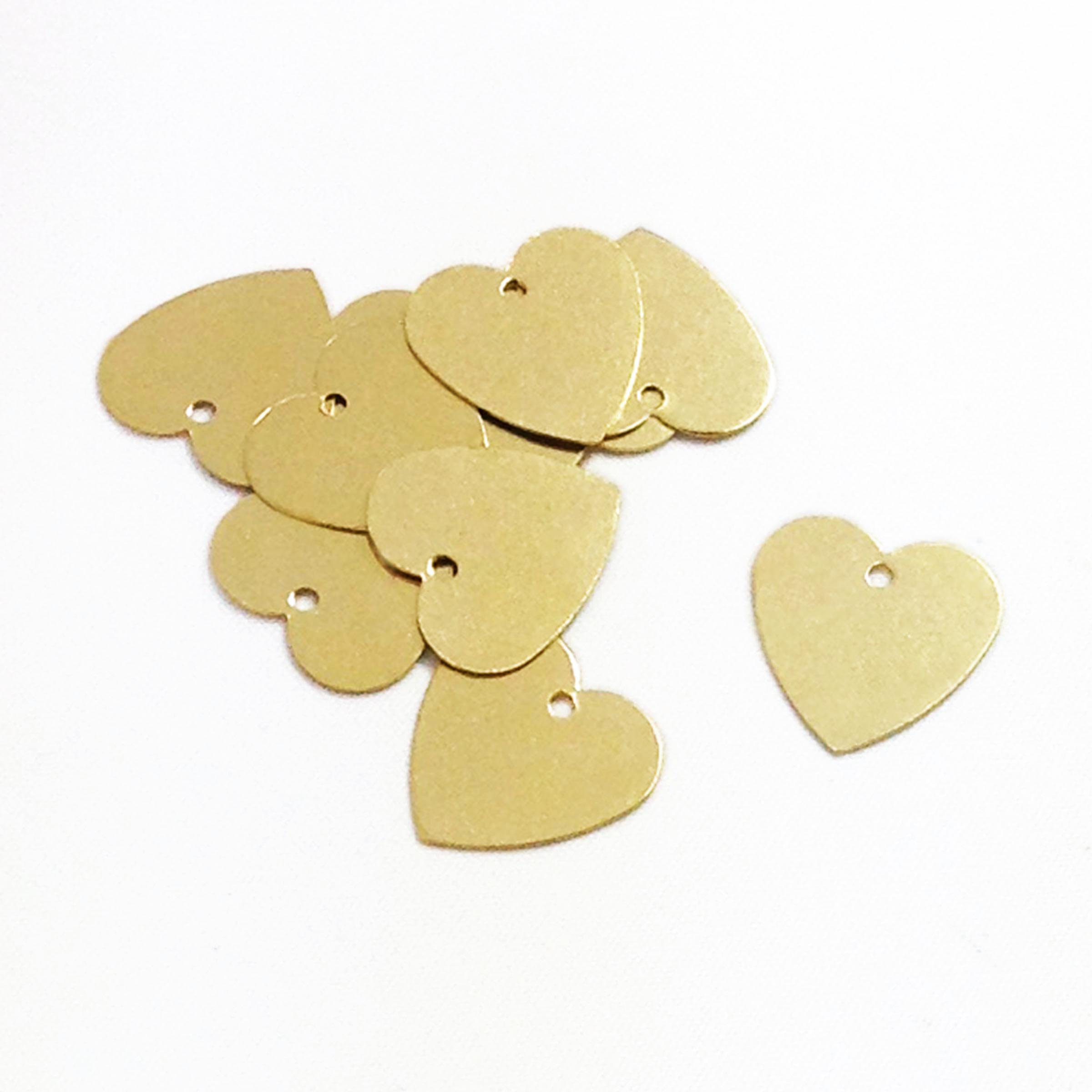 100 Brass Heart Metal Stamping Blanks With Hole 13mm X