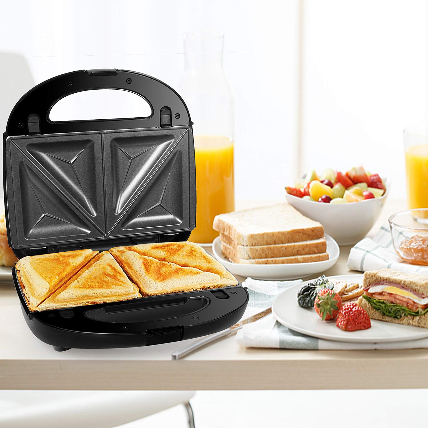 Tostiera,Tostapane/Waffles Piastra 750W, Sandwich Maker 3 in 1 Piastre Antiaderent