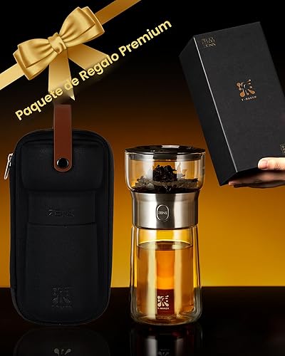 Miniatura 9 de ZENS Tetera infusora de té de vidrio moderna, tetera inteligente de un solo toque para difusores de té sueltos con taza aislada y kits de té