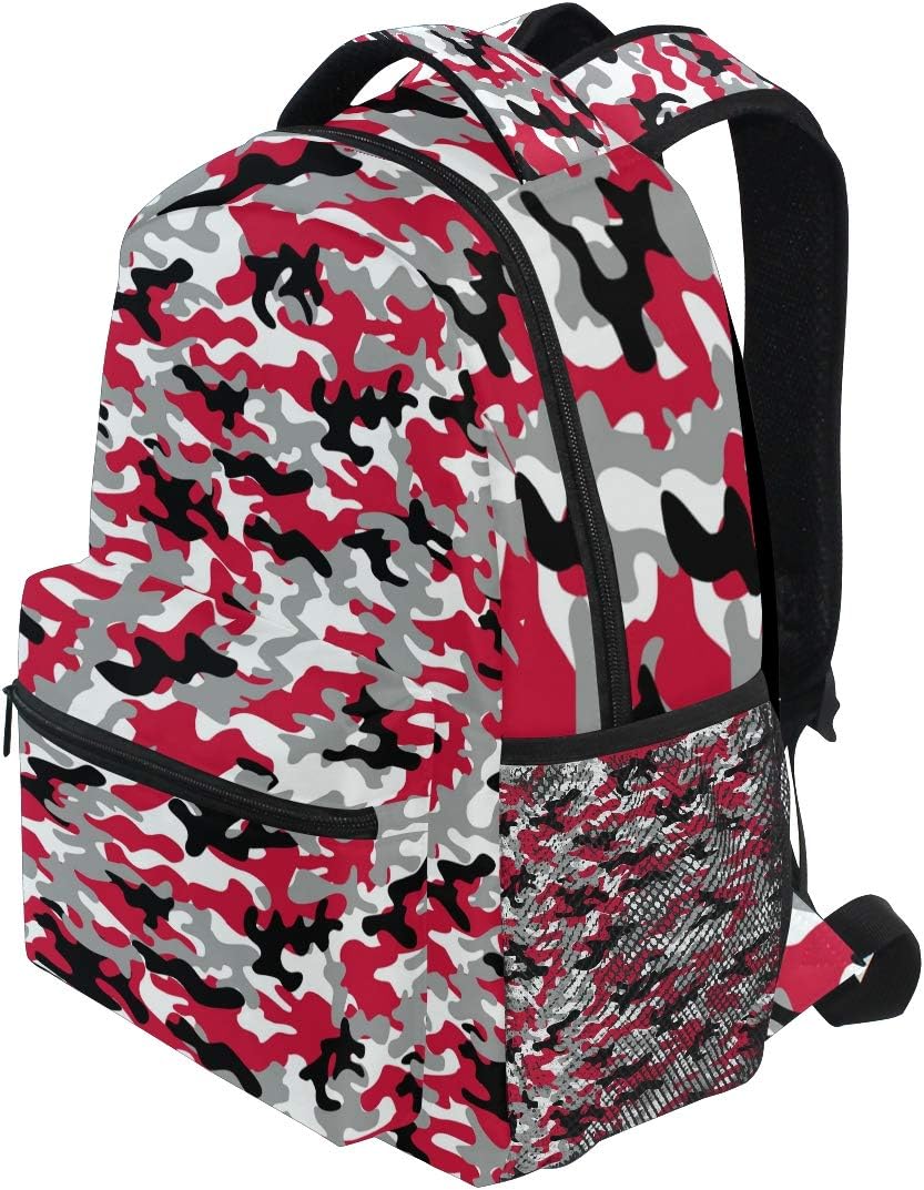 red camouflage backpack