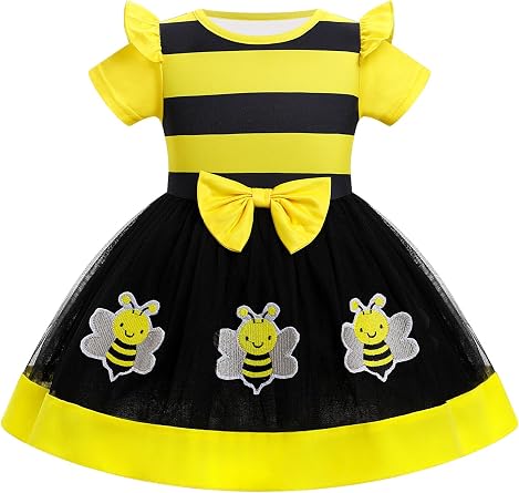 Baby Girl First Strawberry Cow Bee Day Birthday Dress Short Sleeve Farm Animal One Year Toddler Cake Smash Outfits
