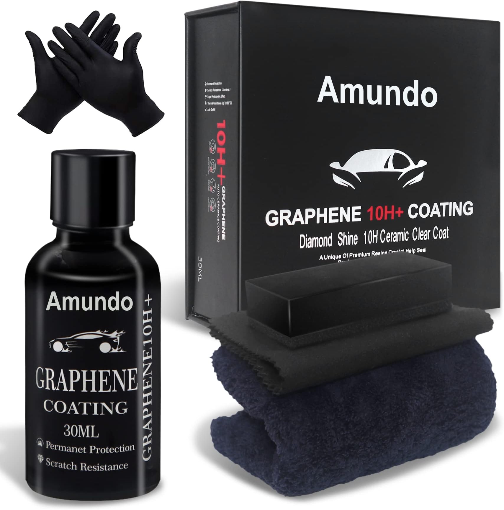 [Upgraded] 10H Ceramic Coating Graphene Coating Kit Advanced Car Ceramic Coating Easy to Use & Stronger and More Hydrophobic Than Nano Ceramic Coating for Car Detailing Professional Boat Truck (30ML)