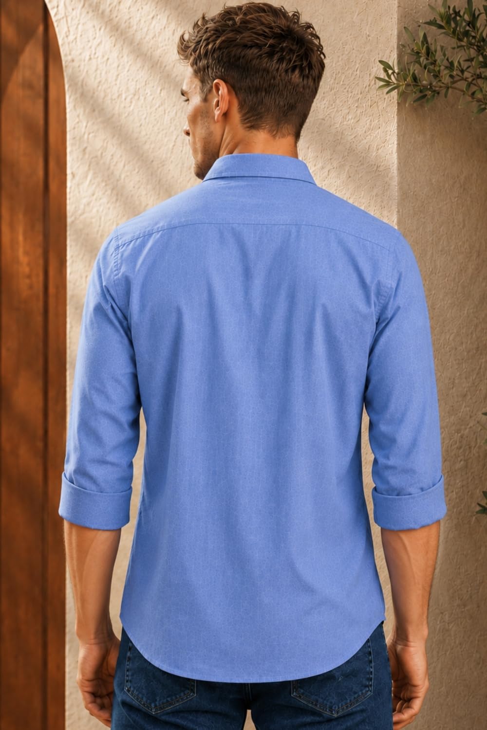 71VRG7e6a2L._SL1500_ Louis Philippe Men's Cotton Slim Fit Textured Fabric Soft Handfeel Full Sleeve Casual Shirt