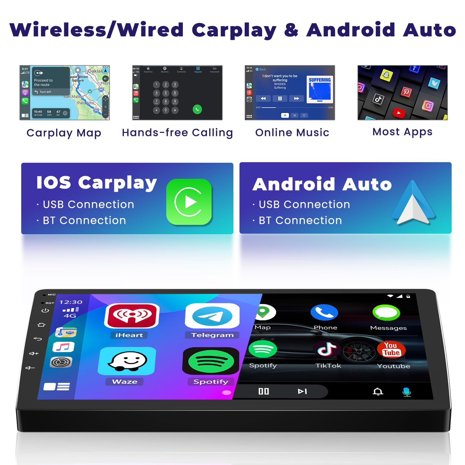 Amazon.com: 8 Core 4G+64G Hikity Double Din Android 15 Car Stereo