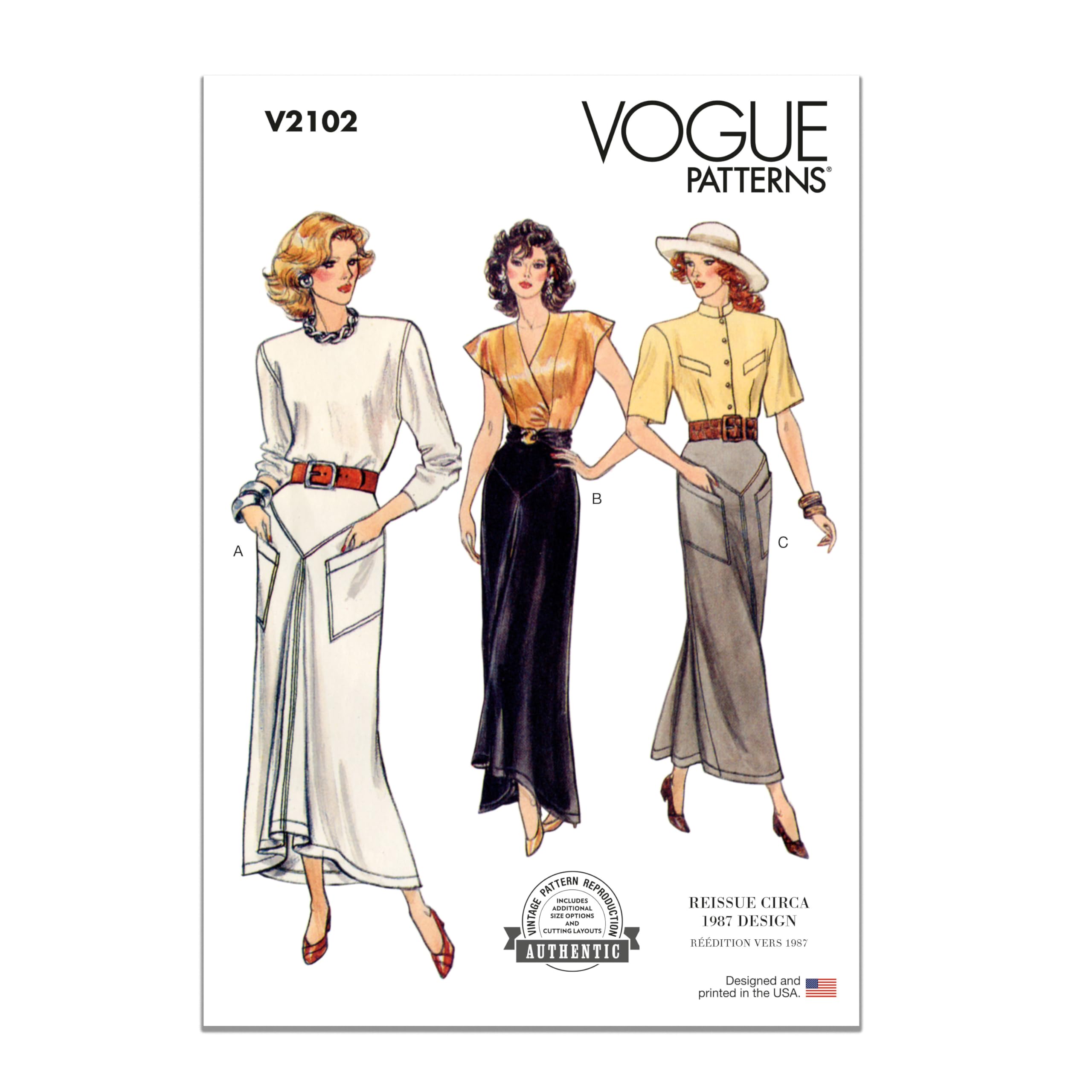 Patrons de jupes Vogue V2102U5 ajustés pour silhouettes tailles 44-52