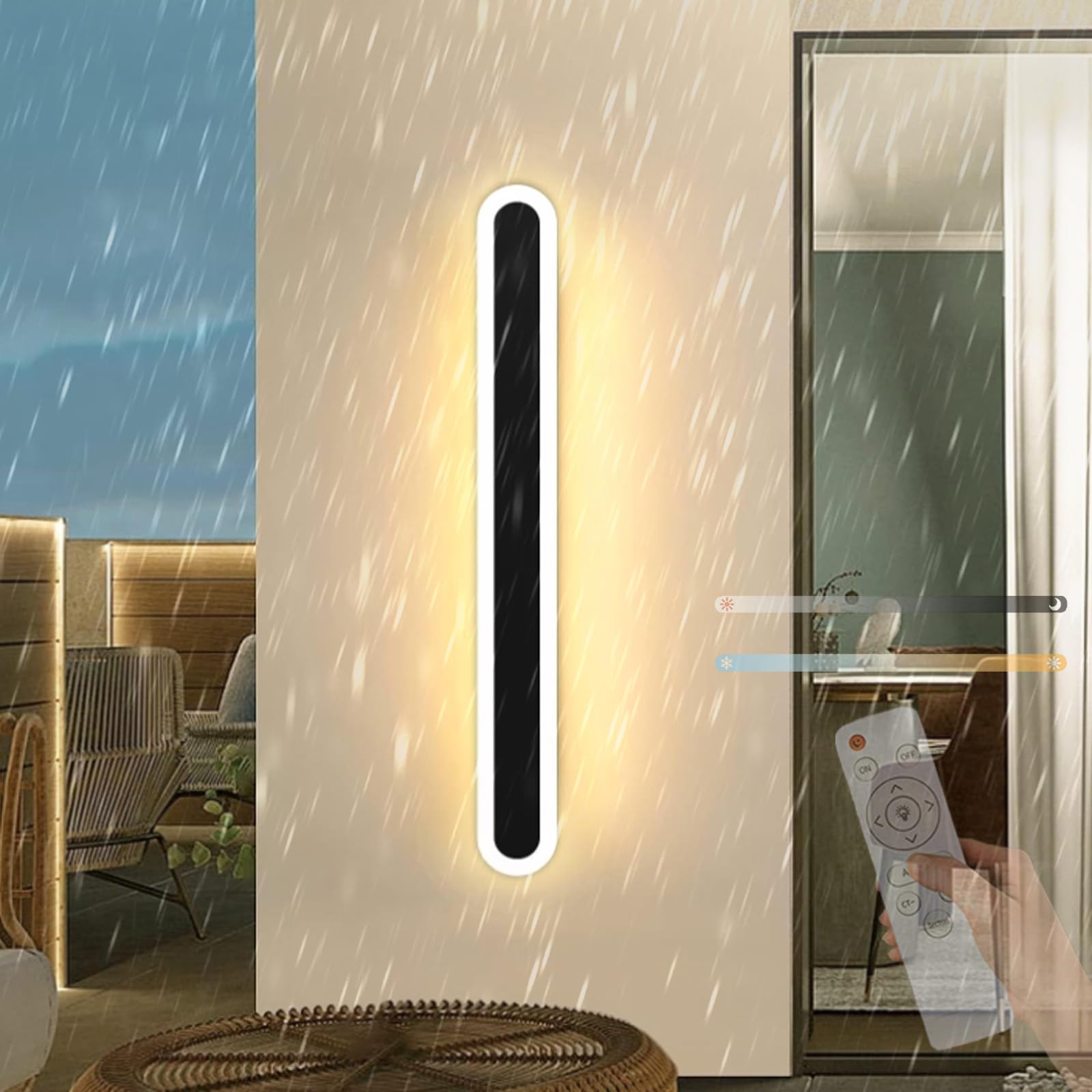Applique murale extérieure LED IP65 étanche avec télécommande luminaire acrylique dimmable 180cm - 8