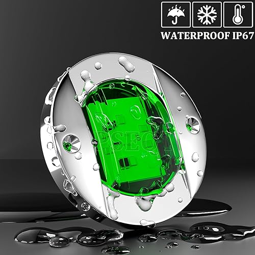 Miniatura 4 de PSEQT 4 Piezas Luces Interiores de Barco Marino de 3'' LED Verdes para Cubierta de Barco Luz de Cortesía Redonda 6 LED Luz de Popa Espejo de Popa