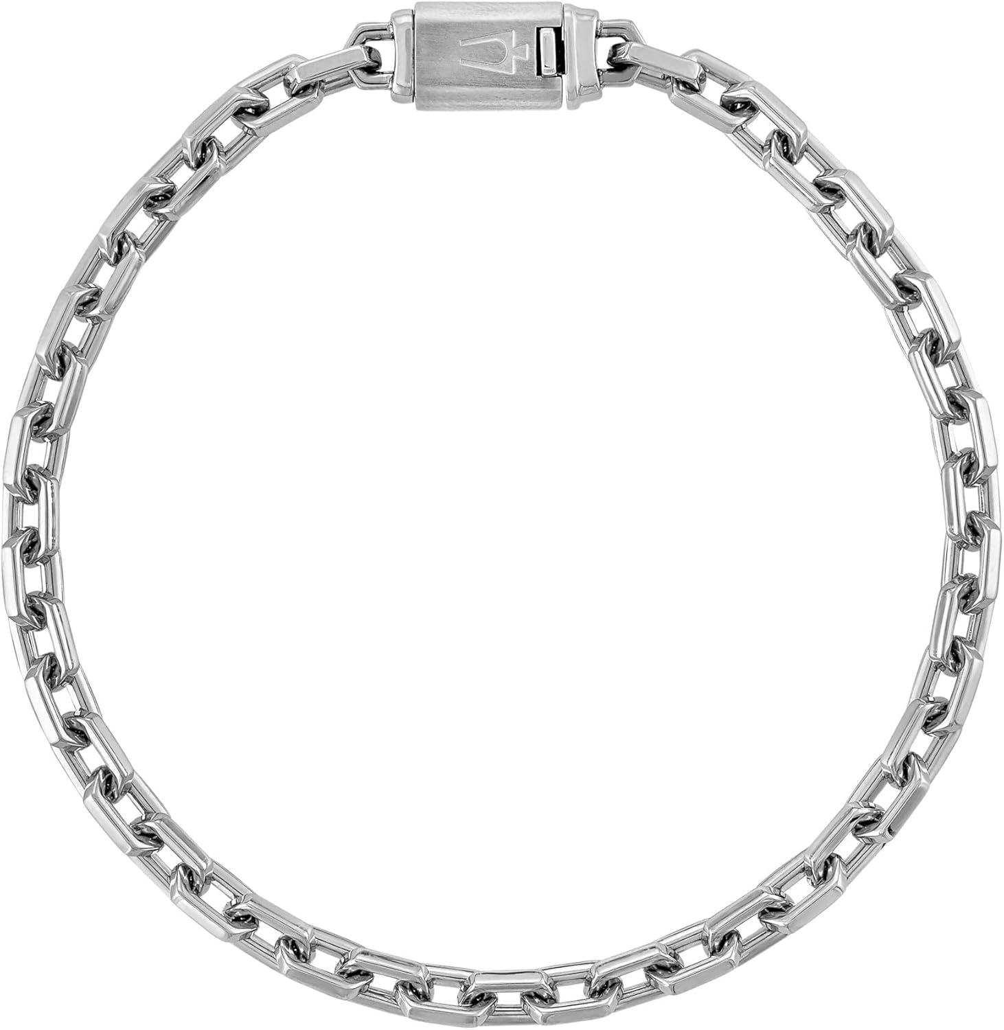 Bulova Men's Jewelry Polished Stainless Steel Bracelet, Matte Finish Box Clasp Etched With Bulova's Iconic Tuning Fork Logo Length 8.5" Style: BVB1129-XSTNA