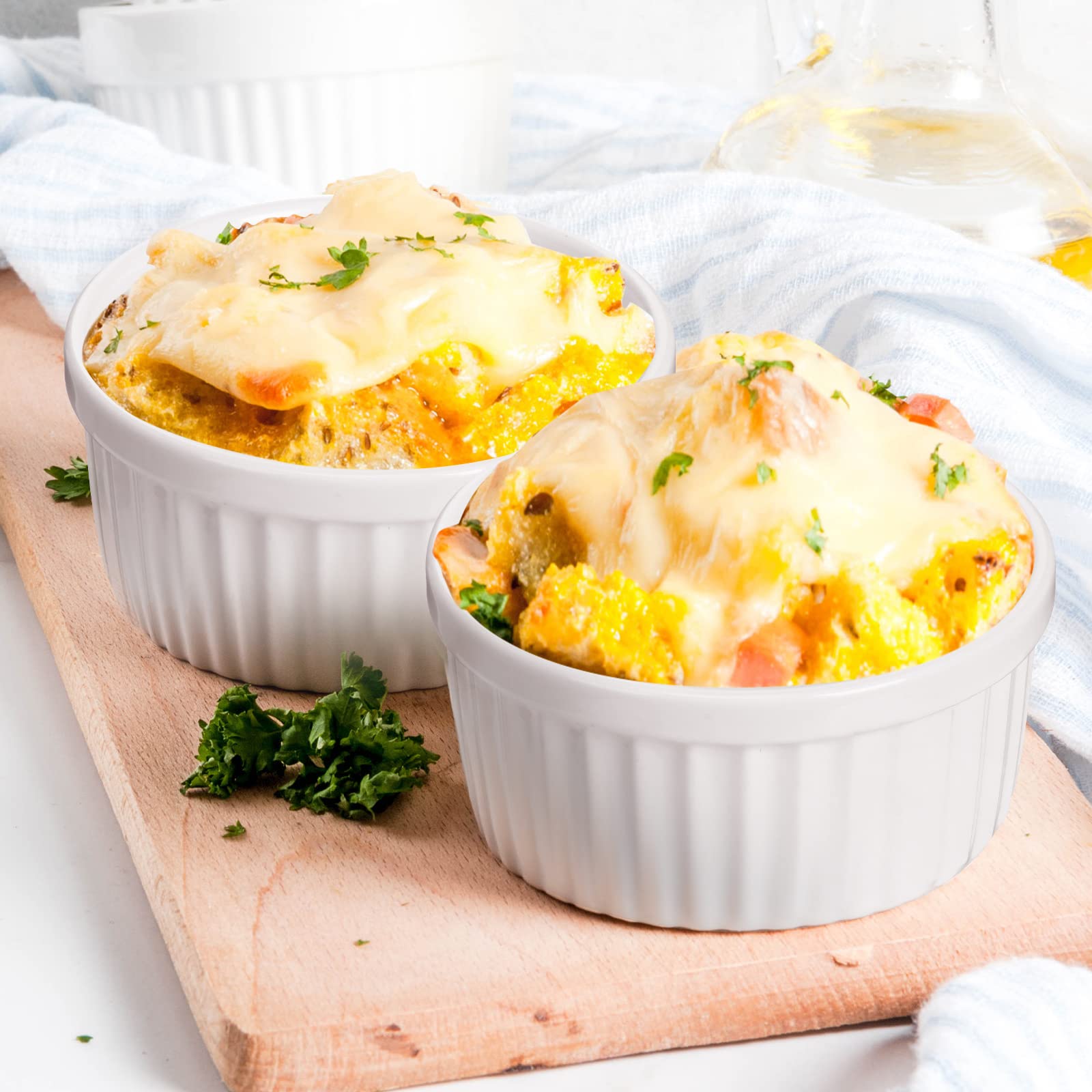 12 Pack Porcelain Ramekins Bowls Set 12 Oz Baking Oven Safe Ramekins Large Soup Bowls for Souffle, Creme Brulee, French Onion Soup, Pot Pie, Lava Cakes (White)