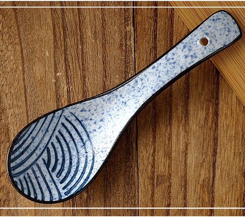 Spoon Table Spoons Japanese Style Qinghai Wave Small Soup Spoon Ceramic Household Rice Spoon Kitchen Tool Spoon Restaurant Self-Service Soup Spoon for Home, Kitchen Or Restaurant